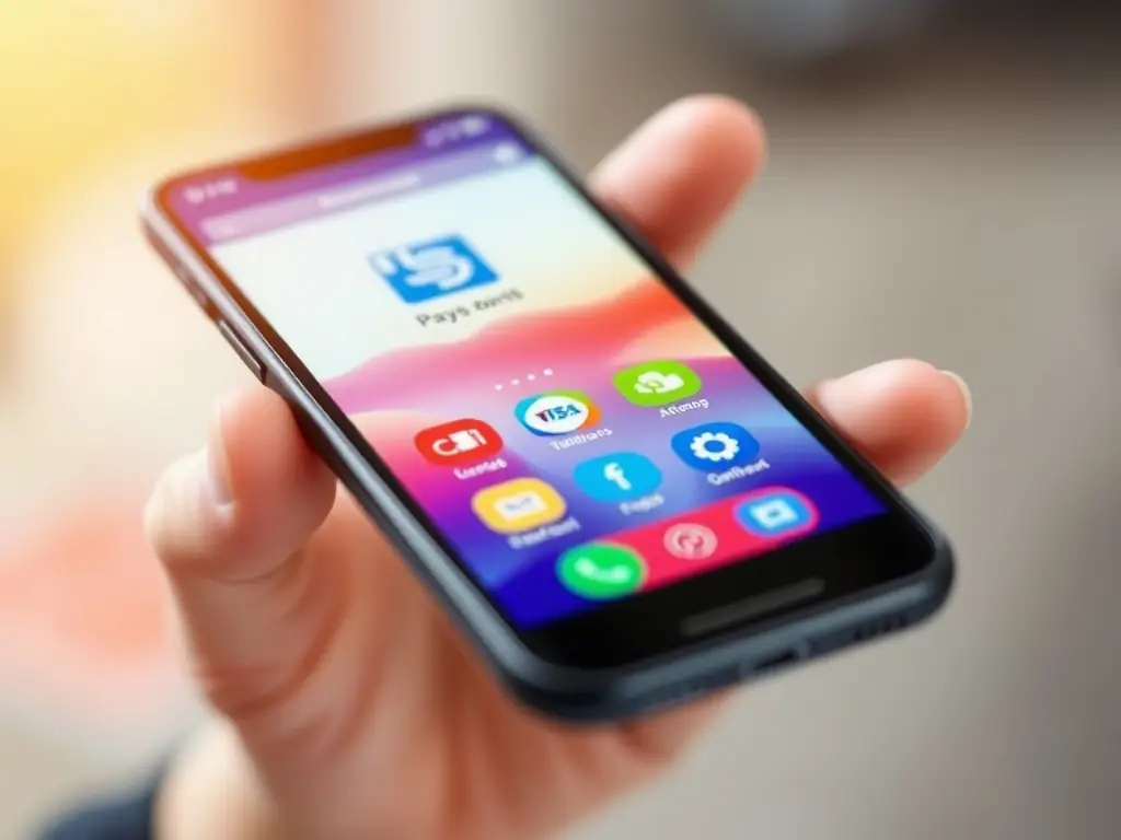 An image of a mobile phone displaying a user-friendly payment app interface, with various payment options and clear transaction details, representing seamless mobile payments.